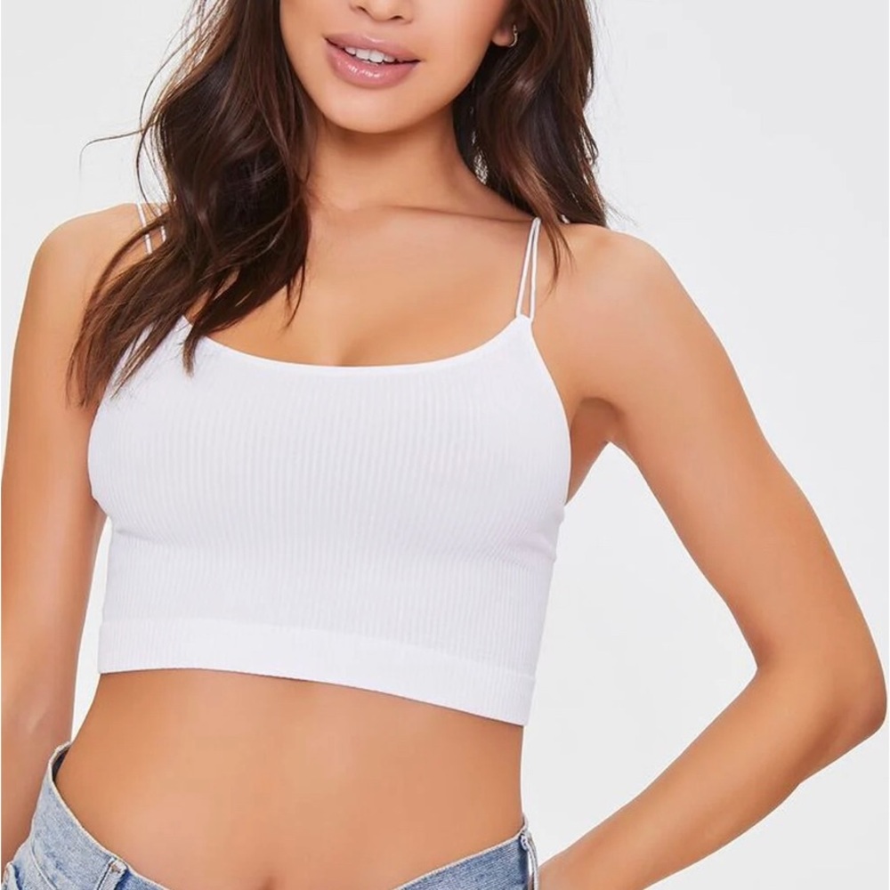 Forever 21 White Dual Strap Crop Top